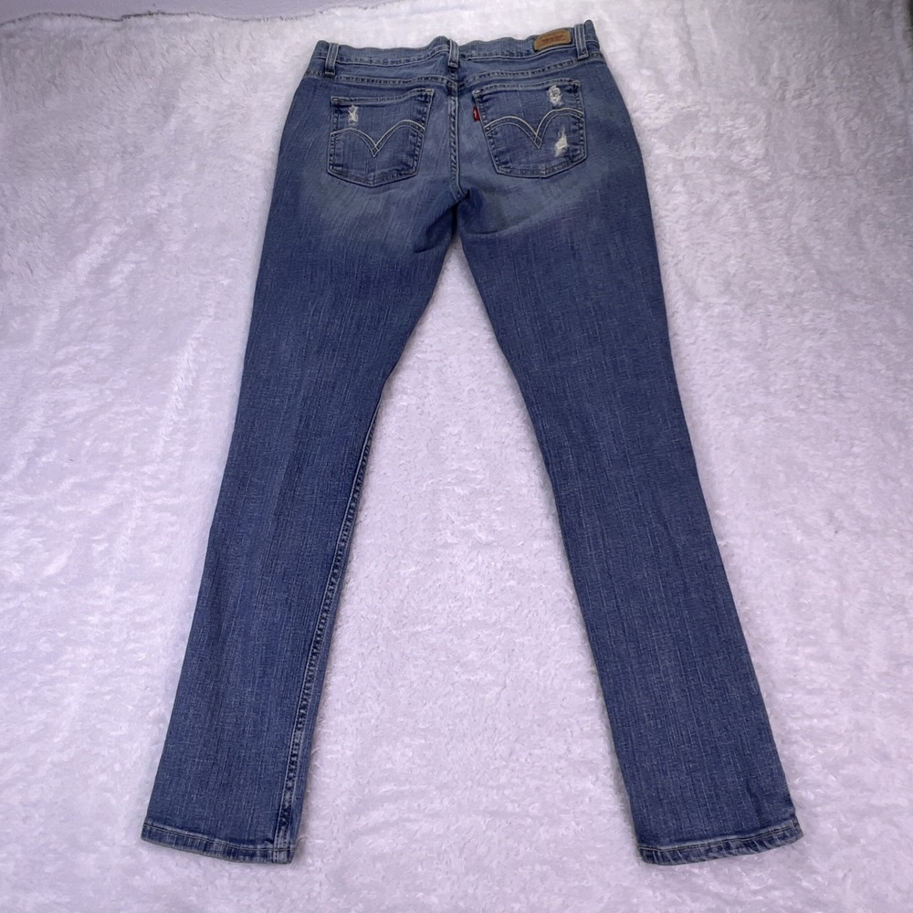 Y2K Levi's 524 Superlow Womens 9M LowRise Distressed Stretch Skinny Jean (30x31) - Picture 5 of 11